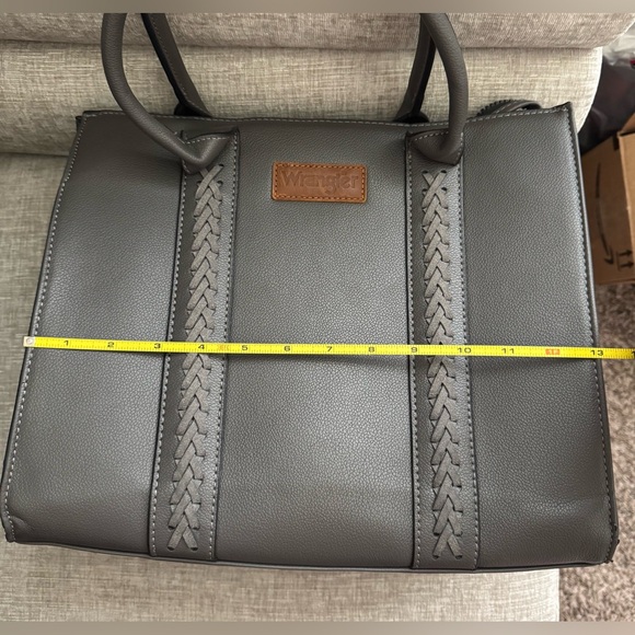 Stylish Gray Leather Tote Bag ,WRANGLER BRAND! - Picture 9 of 11